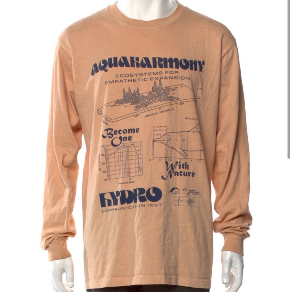 Tan Long Sleeve Tee with Graphic Design